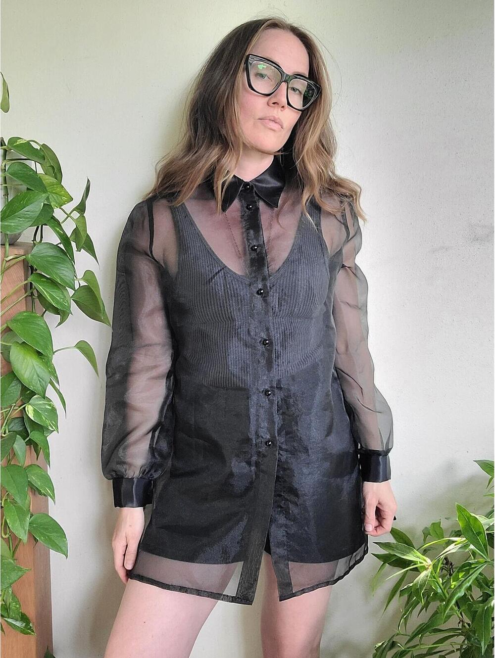 The Gothic Organza Extravaganza Sheer Vintage Blouse M NWT